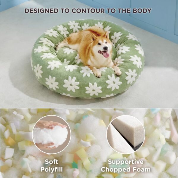 Lesure Cat Beds For Indoor Cats - Round Cat Bed Donut Small Dog Bed Calming Pet Beds, Cute Modern Beds With Jacquard Shaggy Plush & Anti Slip Bottom - Image 4