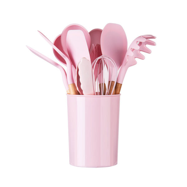 Wooden Handle Silicone Kitchenware Cooking Spatula Set - Image 3