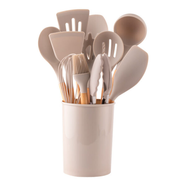 Wooden Handle Silicone Kitchenware Cooking Spatula Set - Image 5