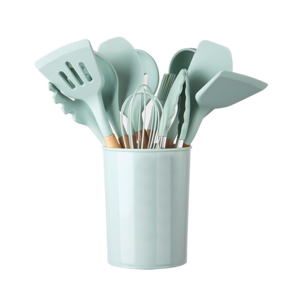 Wooden Handle Silicone Kitchenware Cooking Spatula Set - Image 4