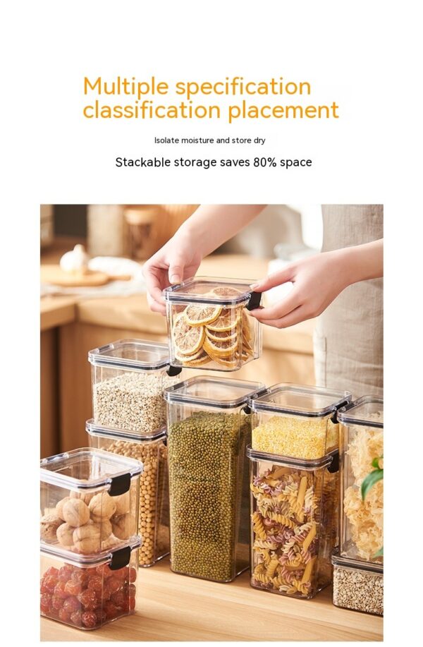 Food Grade Grains Sealed Plastic Cans Transparent Stackable Refrigerator Preservation Storage Box - Image 2
