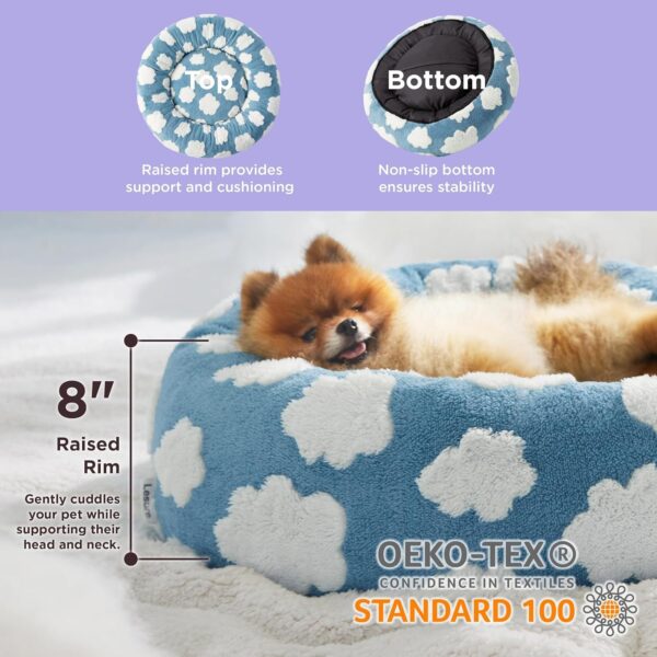 Lesure Cat Beds For Indoor Cats - Round Cat Bed Donut Small Dog Bed Calming Pet Beds, Cute Modern Beds With Jacquard Shaggy Plush & Anti Slip Bottom - Image 8