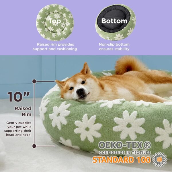 Lesure Cat Beds For Indoor Cats - Round Cat Bed Donut Small Dog Bed Calming Pet Beds, Cute Modern Beds With Jacquard Shaggy Plush & Anti Slip Bottom - Image 9